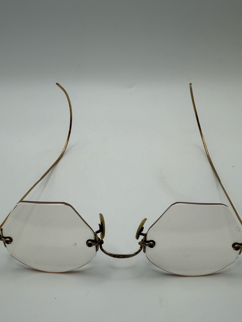 Vintage Antique Rimless
Octagonal Eyeglasses 12K
Gold Filled Wire Frame
Glasses